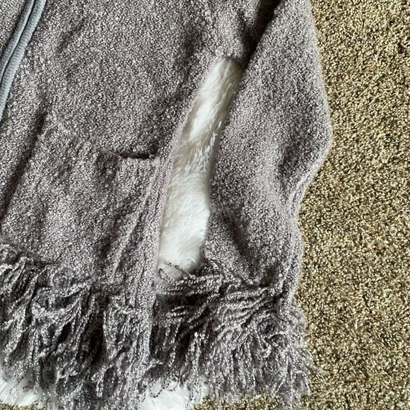 Halukoko Fringe Wool Blend Hooded Sweater Jacket Gray Size Small Zip Front - Picture 5 of 9